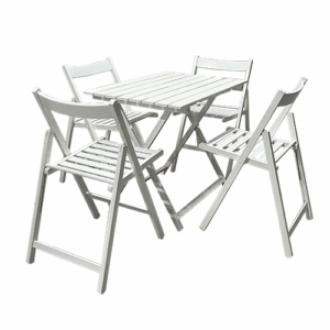Bistro Set Wit (4 stoelen en 1 bistrotafel 60x80)
